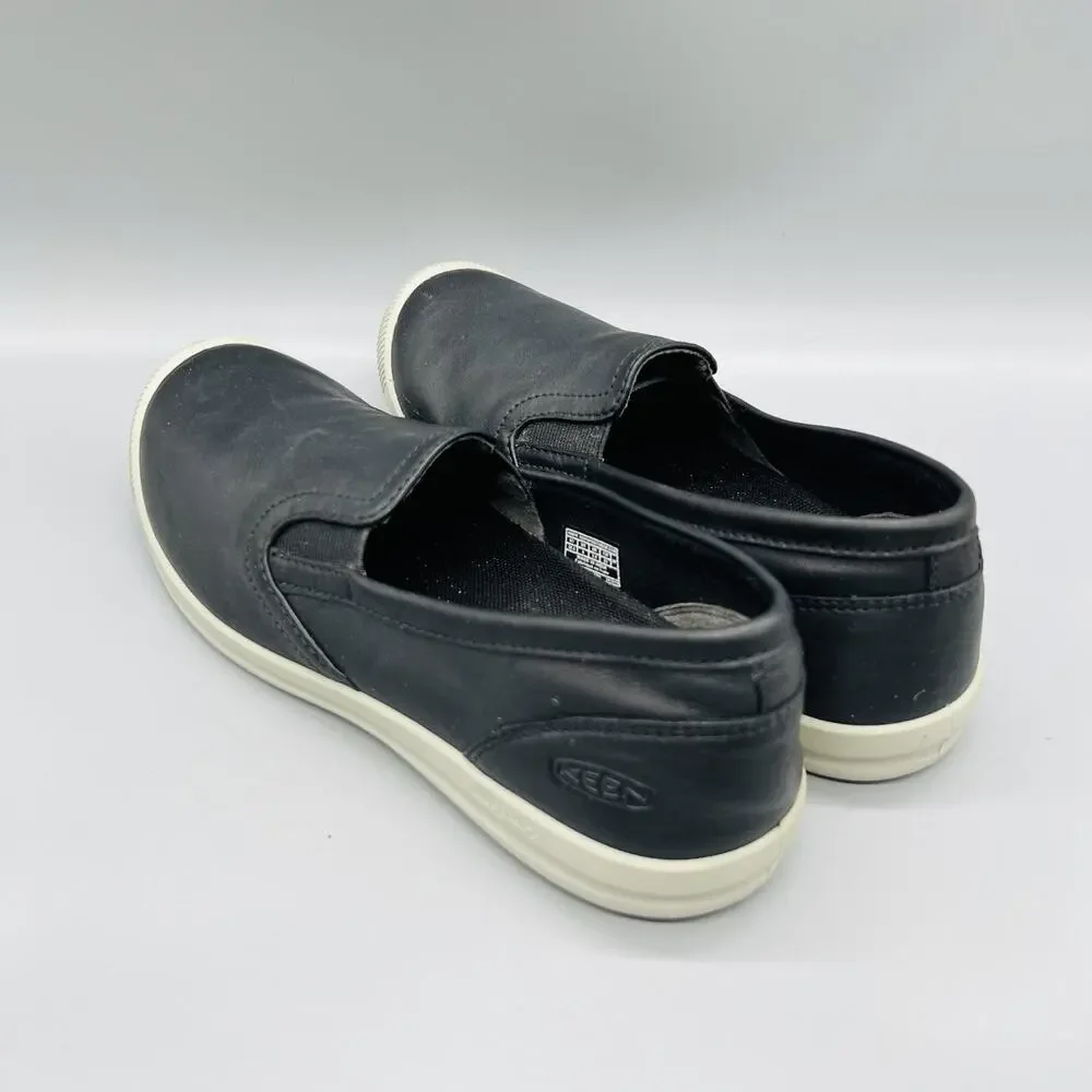 KEEN Shoes Women 8 Black Leather Lorelai Slip On Walking Sneakers Comfort Casual